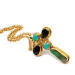 Agate Stone 18k gold plating Cross Necklace | Agate Brass Bracelet | Set | Yakubu Design image 7