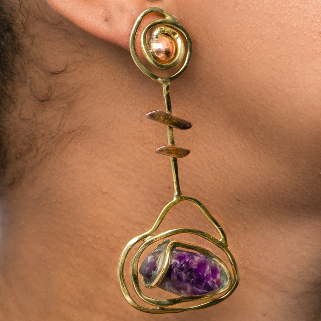  Amethyst Stone Brass  Earing  | Royal Gravity | Yakubu Designs 1