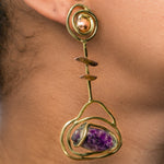  Amethyst Stone Brass  Earing  | Royal Gravity | Yakubu Designs 1