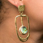 Paua Shell Brass Earing | Paradise Anchor | Yakubu Design 1