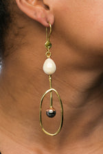 Pearl Brass Earing | Pearl Orbit | Yakubu Design 1