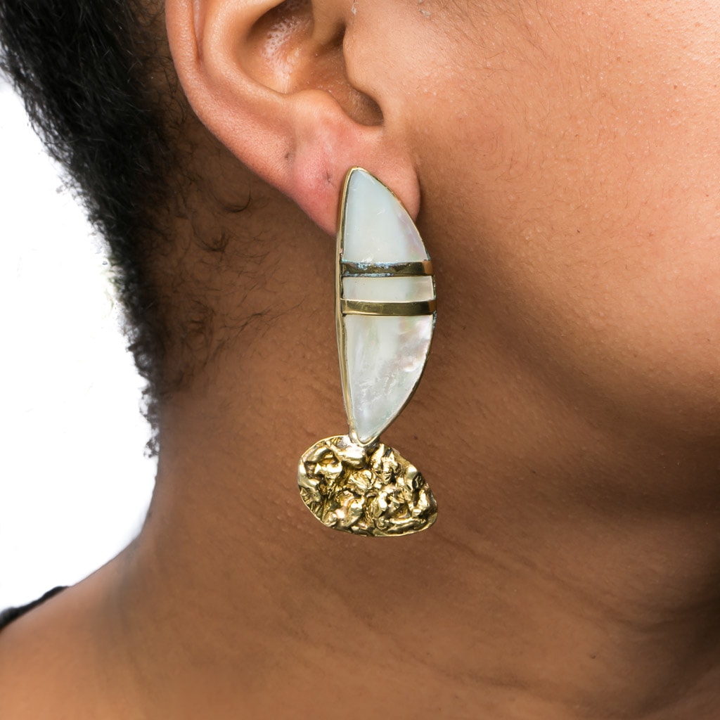  Shell Brass Earing | Smooth Sail | yakubu Designs 1