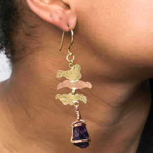 Amethyst  Brass copper  Earing | Dusk | Yakubu Designs 1