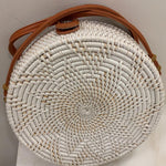 "Flower Basket" Floral Print Handwoven Rattan Bag