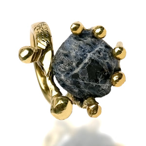 Lava Luxe Set | Agate Druzy Stone Brass Necklace | Sodalite Stone Ring Brass | Yakubu Design | Image 8