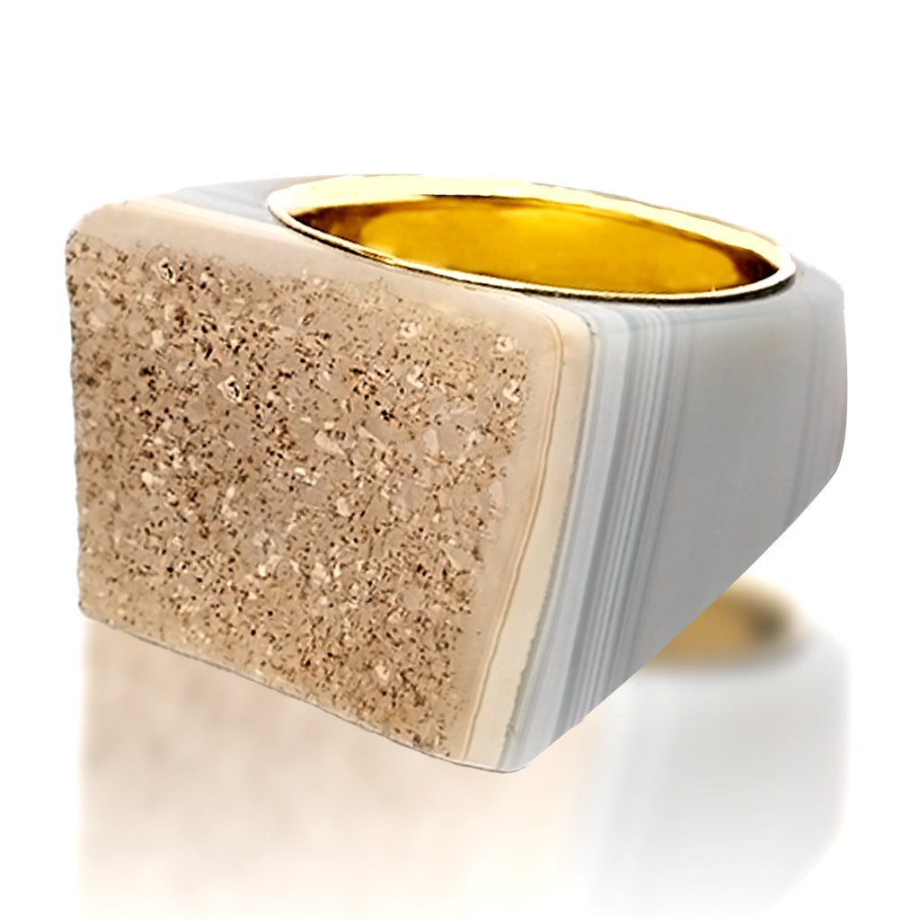 Druzy Brass Ring Iceberg Yakubu Design 2