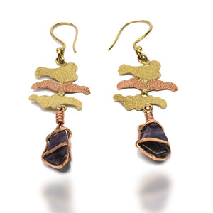 Amethyst  Brass copper  Earing | Dusk | Yakubu Designs 2