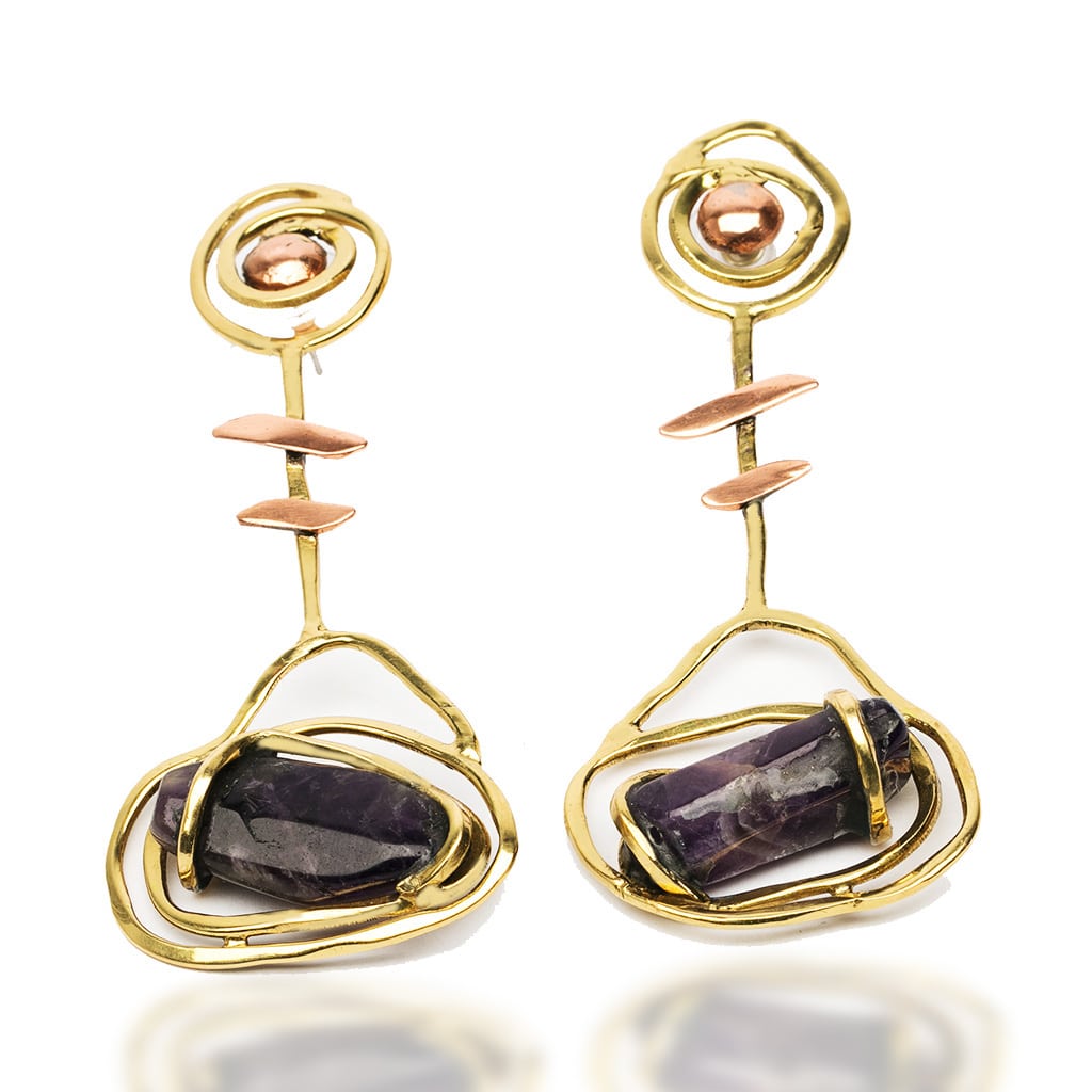  Amethyst Stone Brass  Earing  | Royal Gravity | Yakubu Designs 2