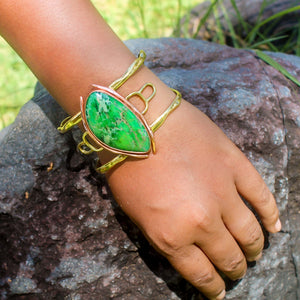 Gaspeite Brass cooper  Bracelet  | Mantis | Yakubu Design | 3