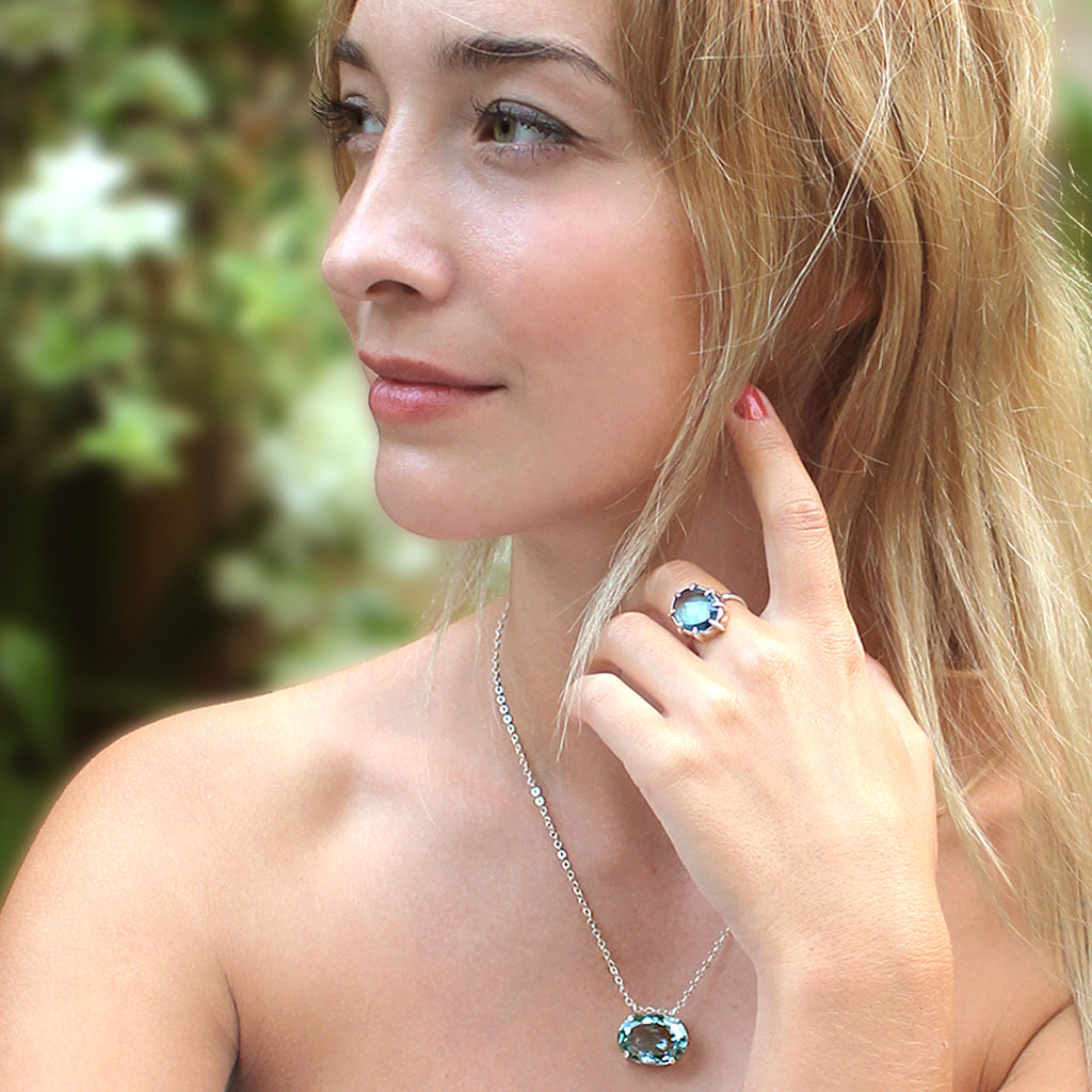 Clear Water Set | Blue topaz Silver Necklace | Blue topaz Silver Ring | Yakubu Design | Image 1