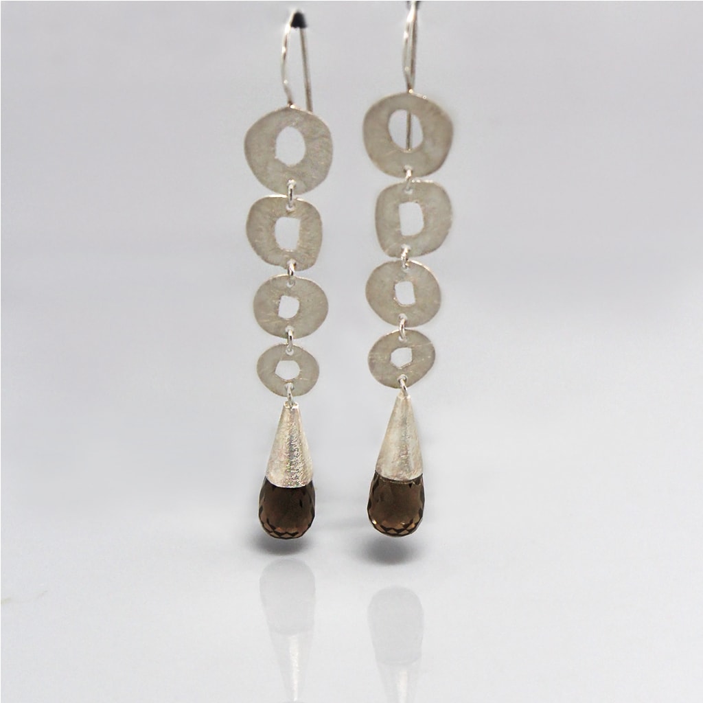 Smoky Quartz  Silver Earing  | Smoky Tears | Yakubu Designs | 1