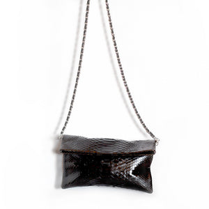 Fold Over Clutch with Chain |  Genuine Snake skin Leather Bag  | Yakubu Design | Image 1