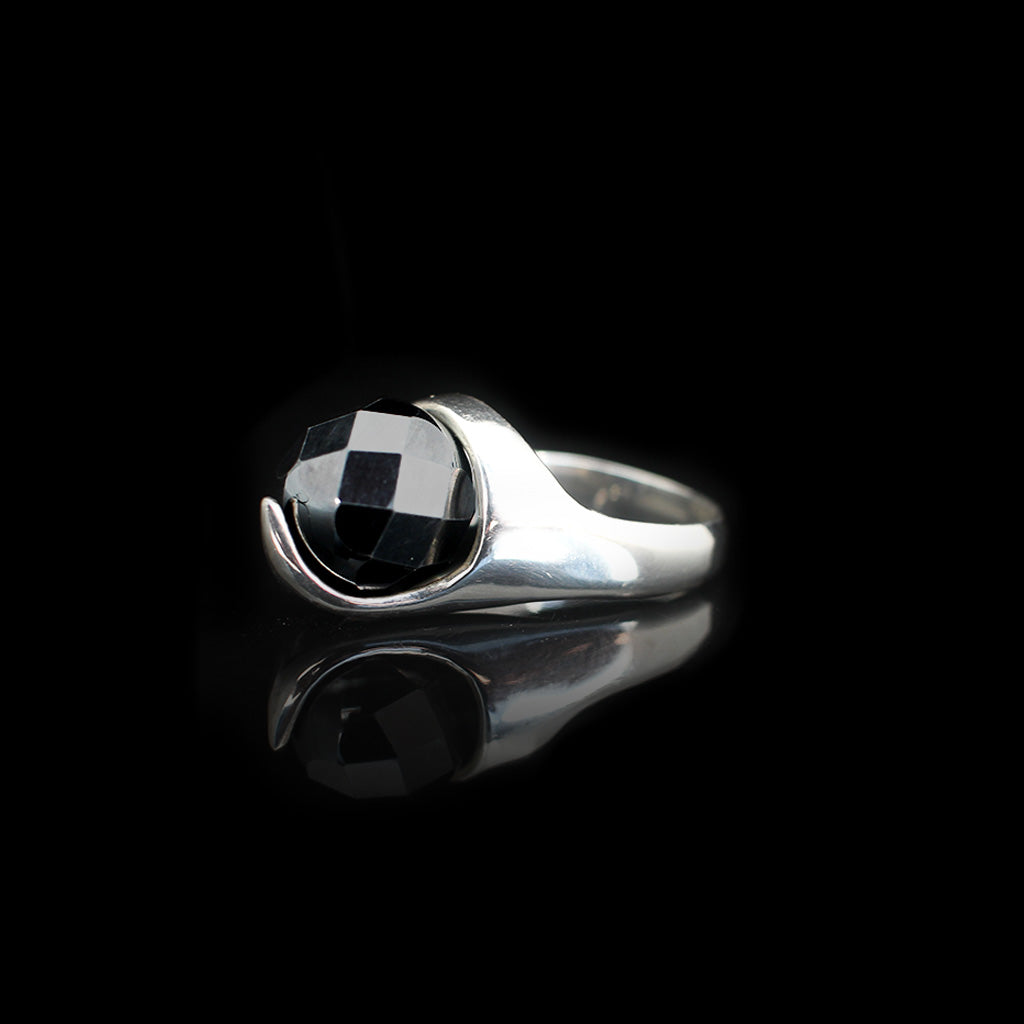 Dark Crystal Ball Ring | Hematite Silver Ring | Yakubu Design | Image 2