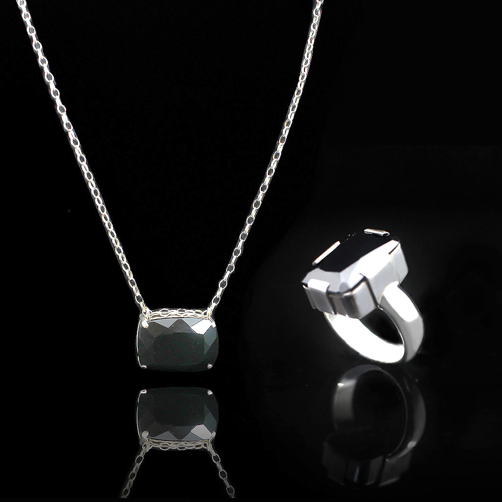 Onyx Silver Necklace | Hematite Silver Ring | Yakubu Design | Image 6