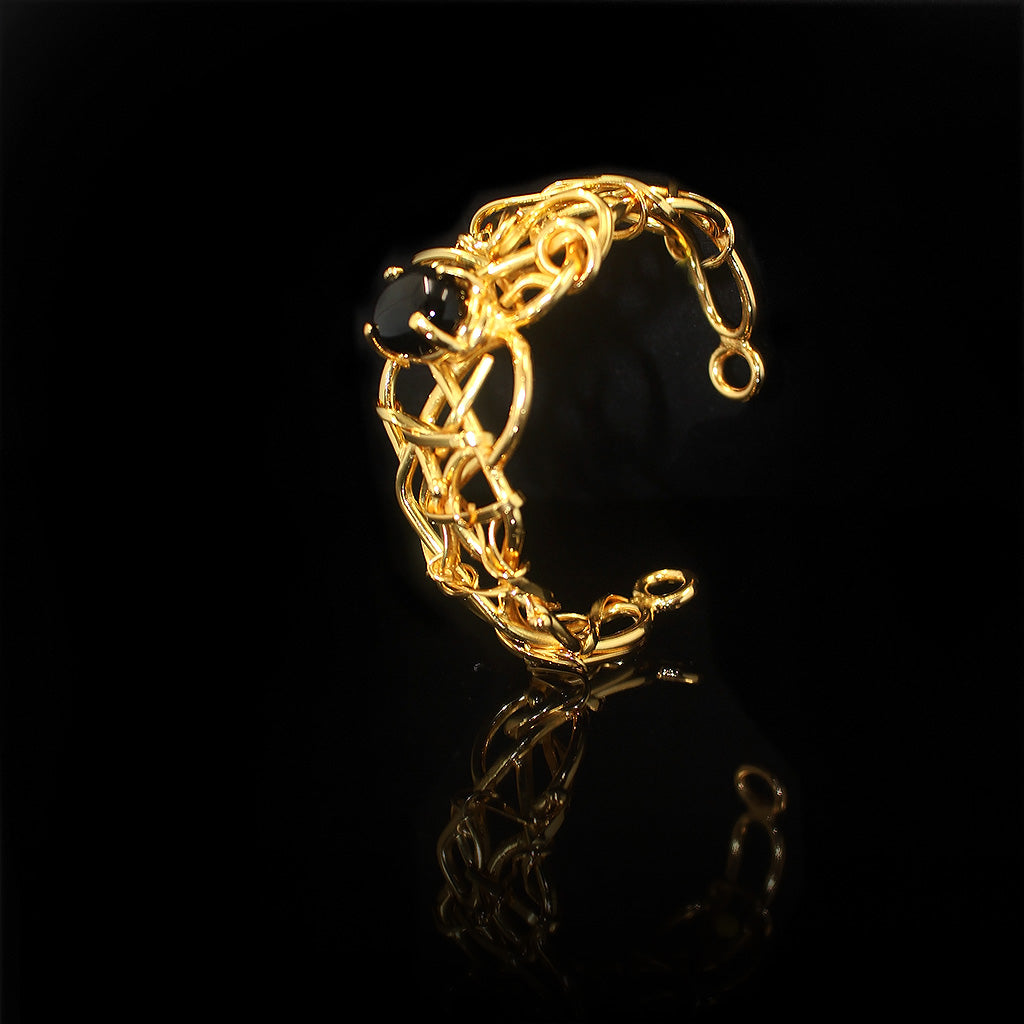 Agate Stone 18k gold plating Cross Necklace | Agate Brass Bracelet | Set | Yakubu Design image 6