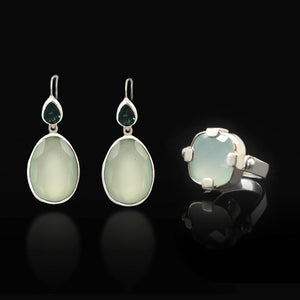 Aquarian Chalcedony Set | Chalcedony SIlver Earing | Chalcedony SIlver | Yakubu Design | Image 1