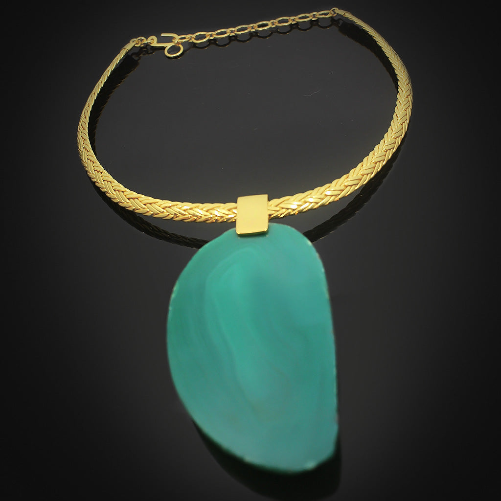 Candy Agate 18k Gold-Plated Bracelet |Lake Stone Agate, 18k Gold-Plated Necklace | Yakubu Design | Image 2