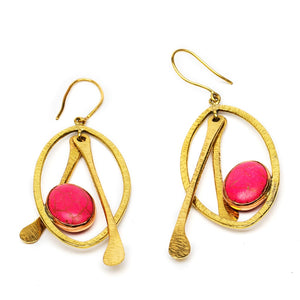 Pink Howlite Brass Earing | Pink Abyss | Yakubu Designs 2