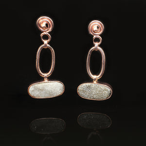 18k gold-plated Druzzy Stone Ring | 18k gold-plated Druzzy Stone Earing | 18k gold-plated Agate Bracelet | Set | Yakubu Design Image 4