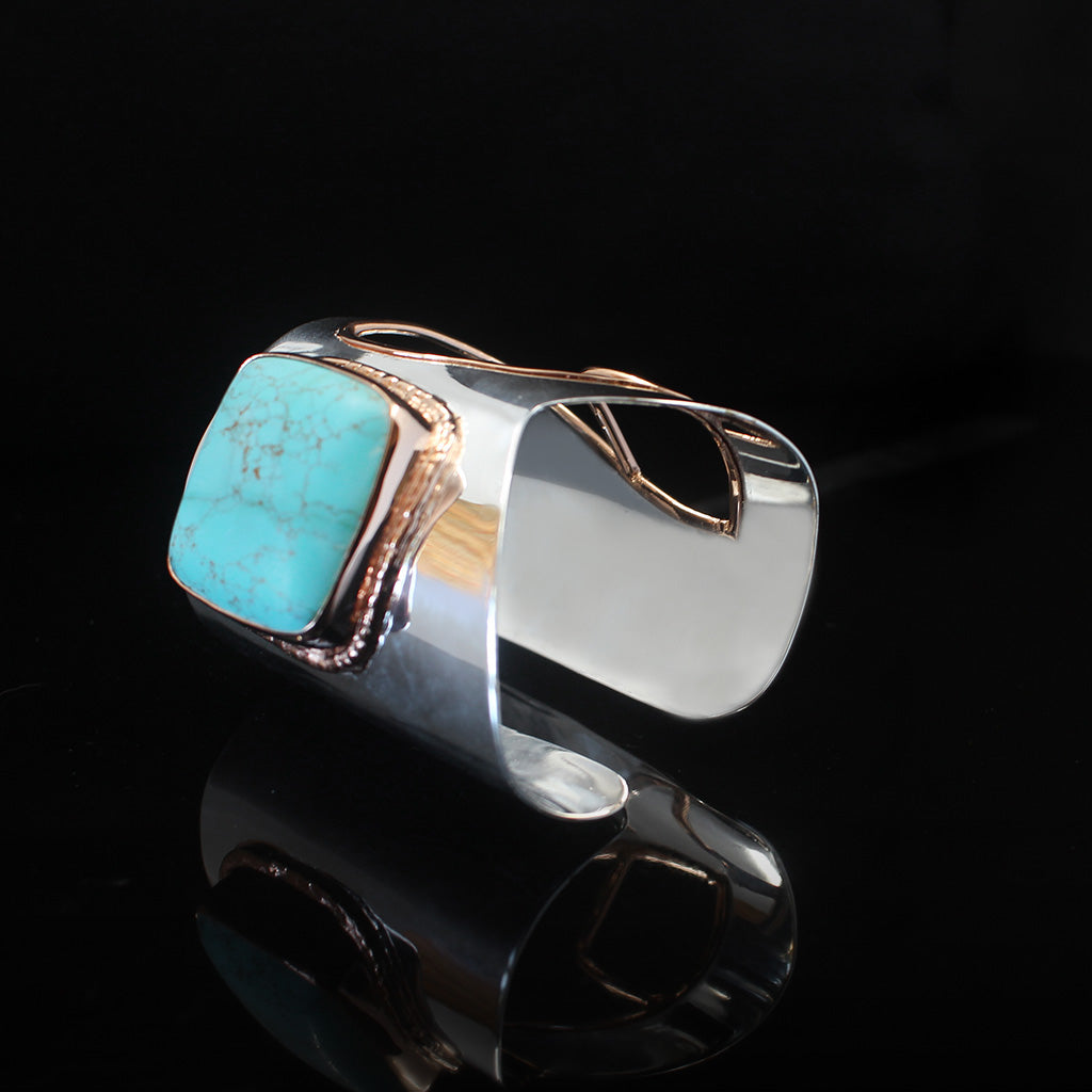 Turquoise, Silver and Rose Gold-Plated Bracelet | “Cleopatra” | Yakubu Design 3