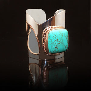 Turquoise, Silver and Rose Gold-Plated Bracelet | “Cleopatra” | Yakubu Design 2