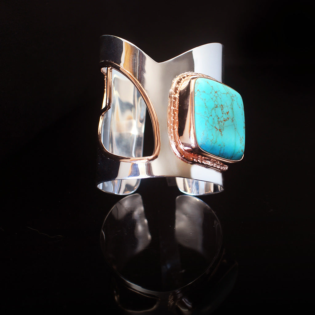 Turquoise, Silver and Rose Gold-Plated Bracelet | “Cleopatra” | Yakubu Design 1