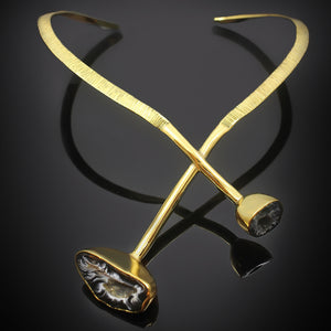 Lava Luxe Set | Agate Druzy Stone Brass Necklace | Sodalite Stone Ring Brass | Yakubu Design | Image 2