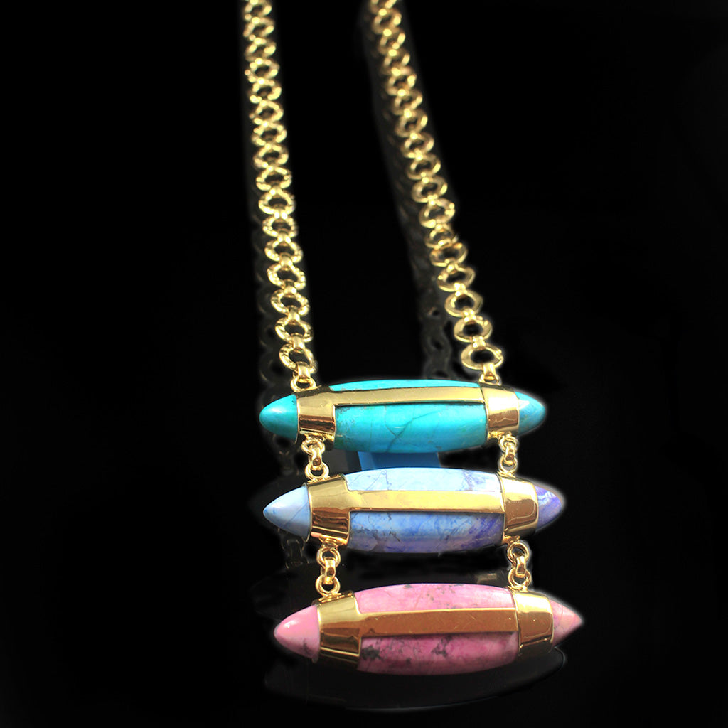 Howlite, Gold-Plated Necklace |Level Three| Yakubu Design |1