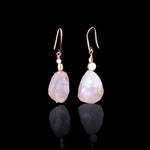 "Harmony Squared" Rose Quartz or Amethyst Rose Gold-Plated Silver Earrings