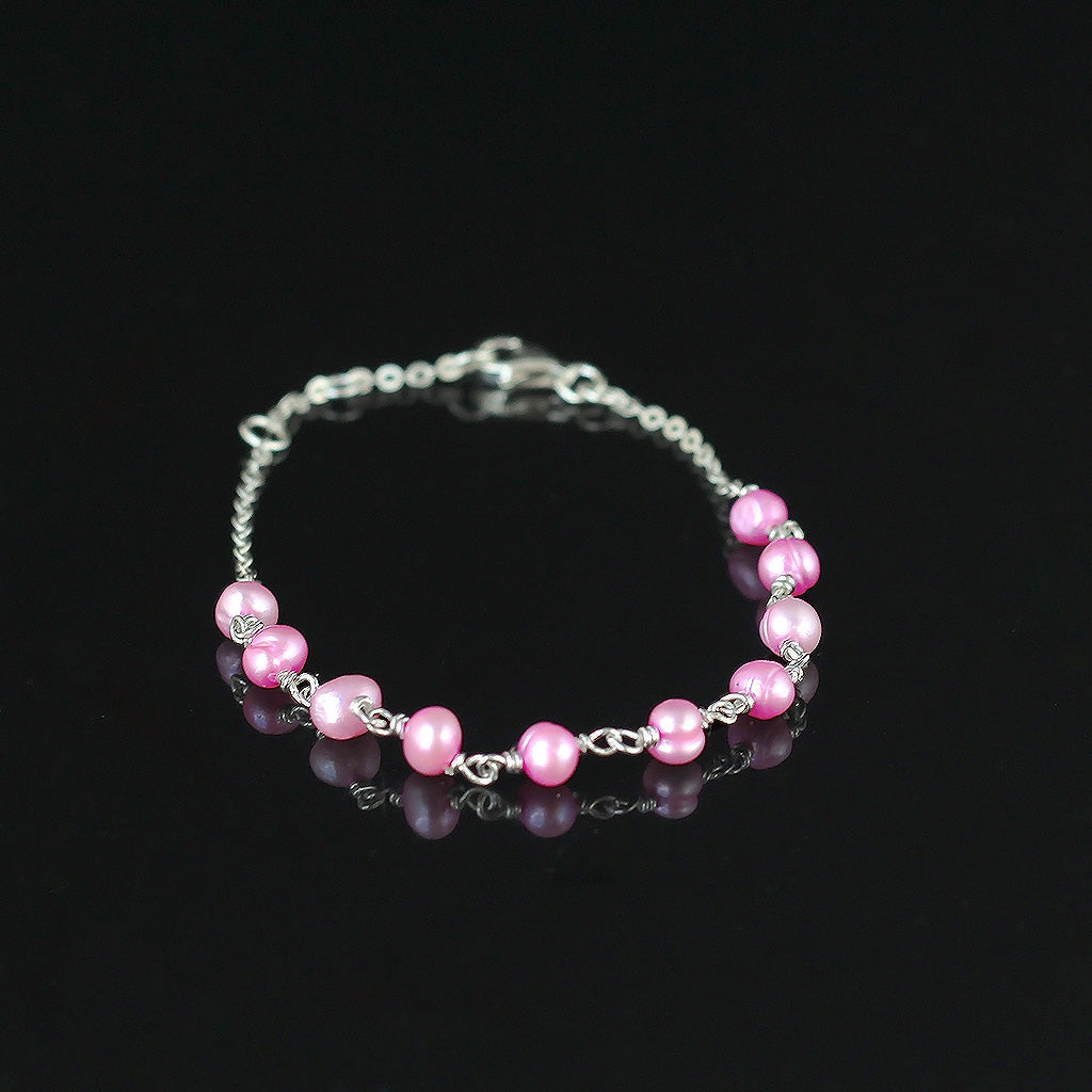 Pink Madonna Set | Pink Pearl, Silver Earing | Pink Pearl, Silver Necklace | Pink Pearl, Silver Bracelet | Yakubu Design | Image 5