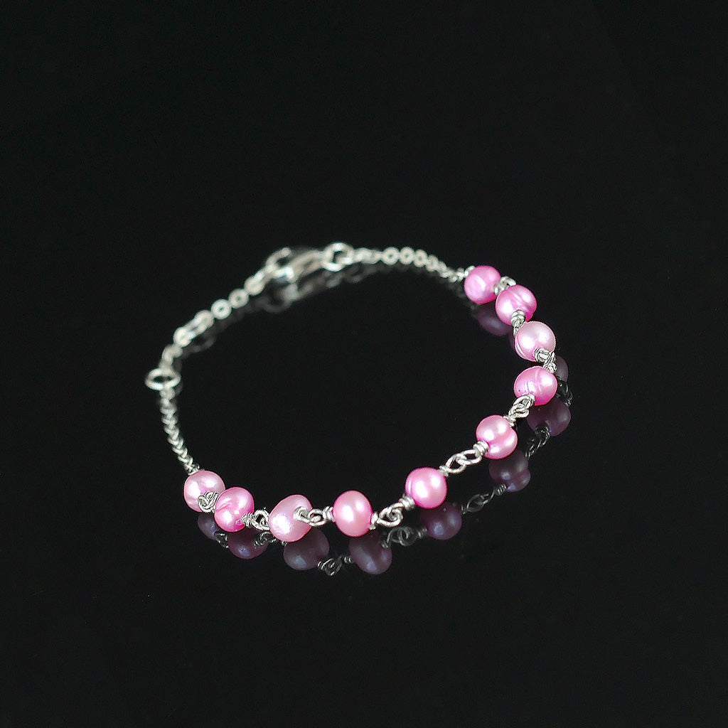 Pink Madonna Set | Pink Pearl, Silver Earing | Pink Pearl, Silver Necklace | Pink Pearl, Silver Bracelet | Yakubu Design | Image 4