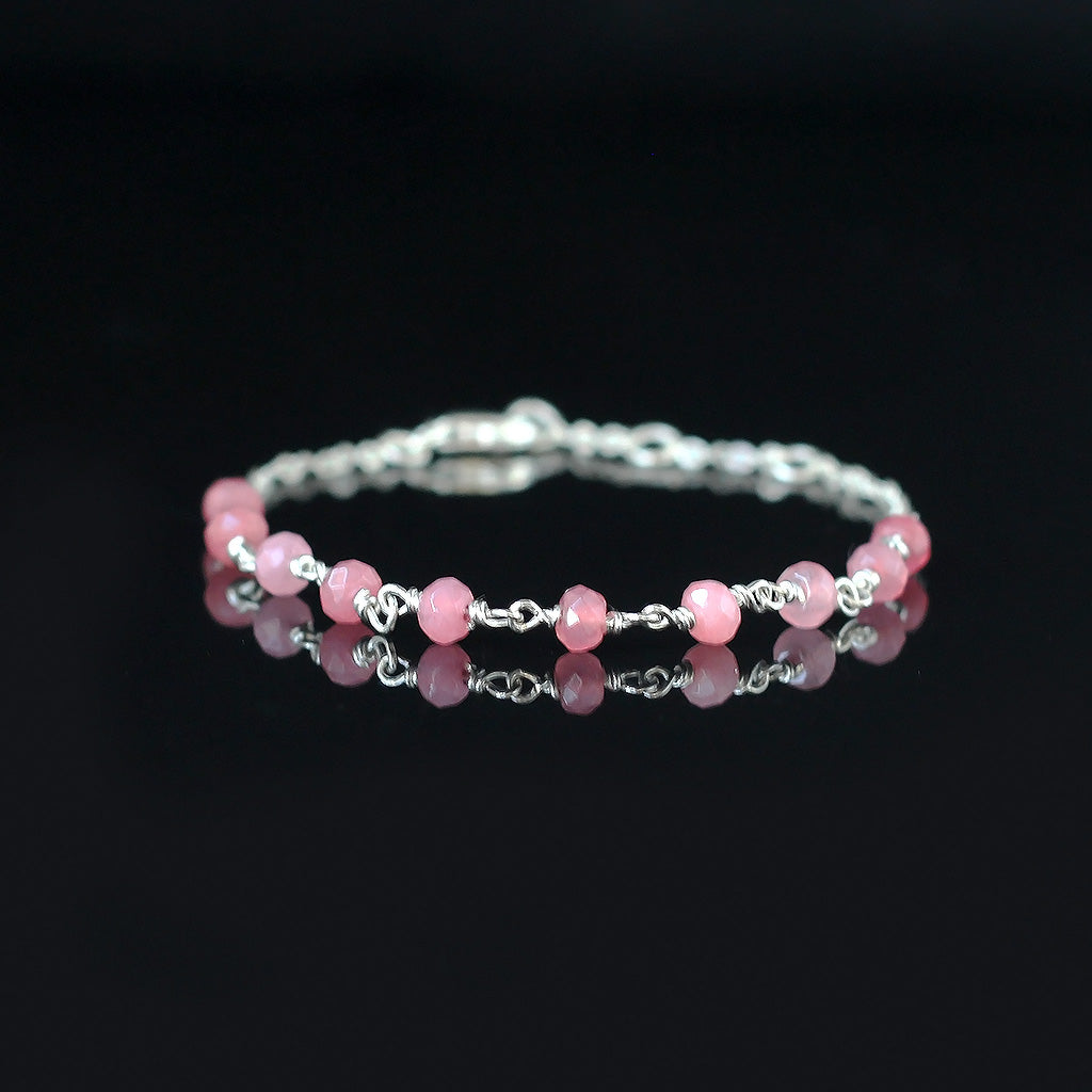 Pink With A Silver Lining Set | Rose Quartz, Silver Necklace | Rose Quartz, Silver Bracelet | Rose Quartz, Silver Earing | Yakubu Design| Image 5