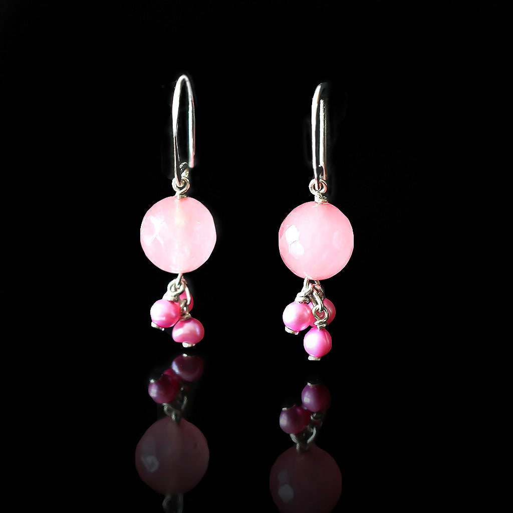 Pinkberry | Rose Quartz, Pink Pearl, Silver Earing | Yakubu Design | IMage 1