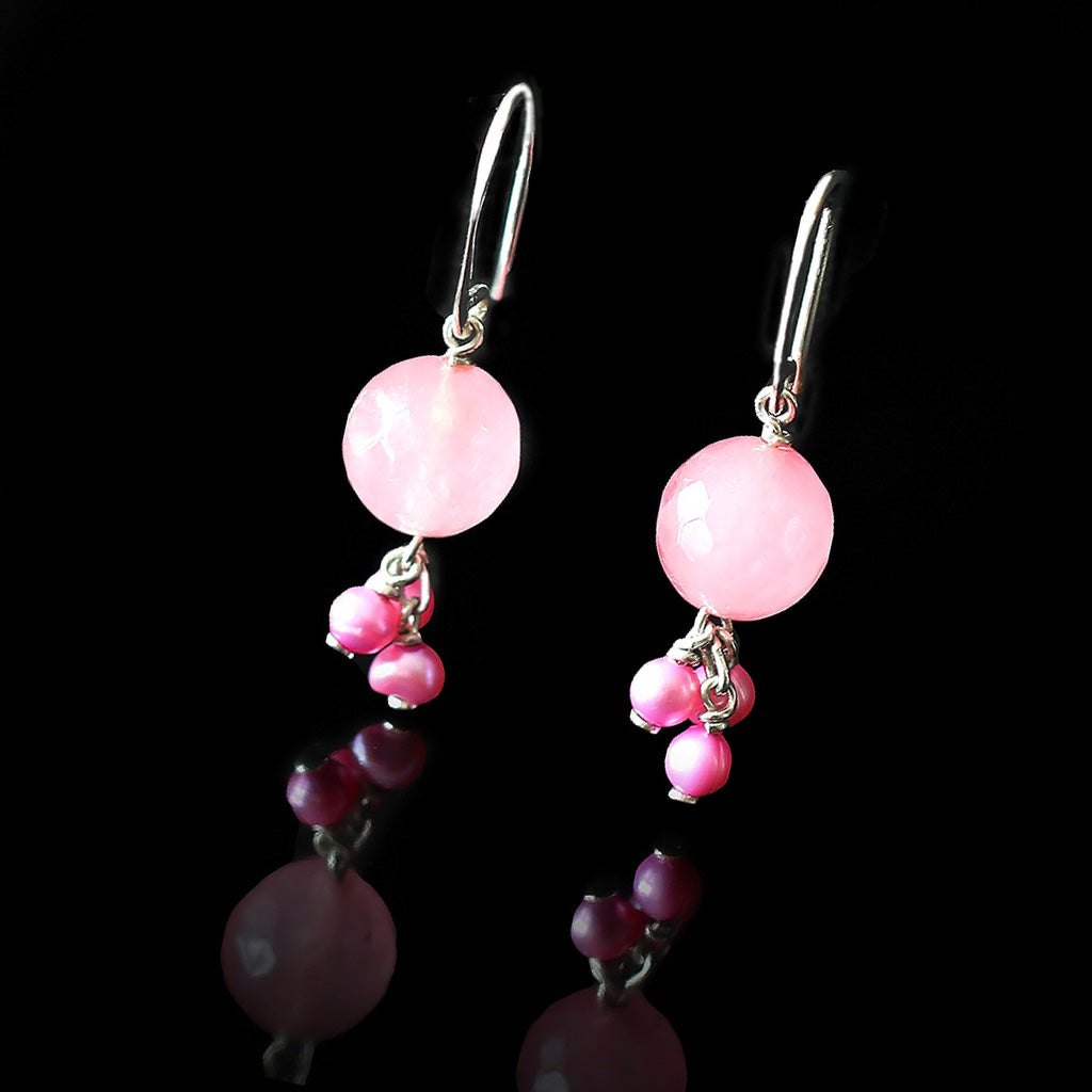 Pinkberry | Rose Quartz, Pink Pearl, Silver Earing | Yakubu Design | IMage 2