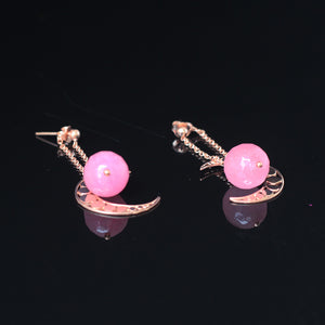 Pink under the moon | Rose Quartz, Rose Gold-Plated Silver 925 Earing | Yakubu Design | Image 3