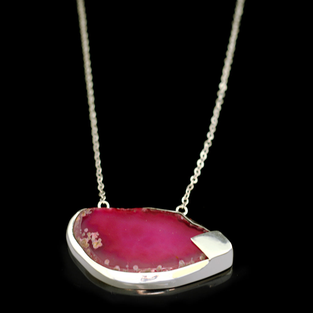 Pink Lava | Pink Agate , Silver 925 Necklace | Yakubu Design | Image 2