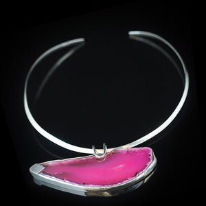 Pink | Image 1k Whale | pink agate, silver Necklace | Yakubu Design |Image 2