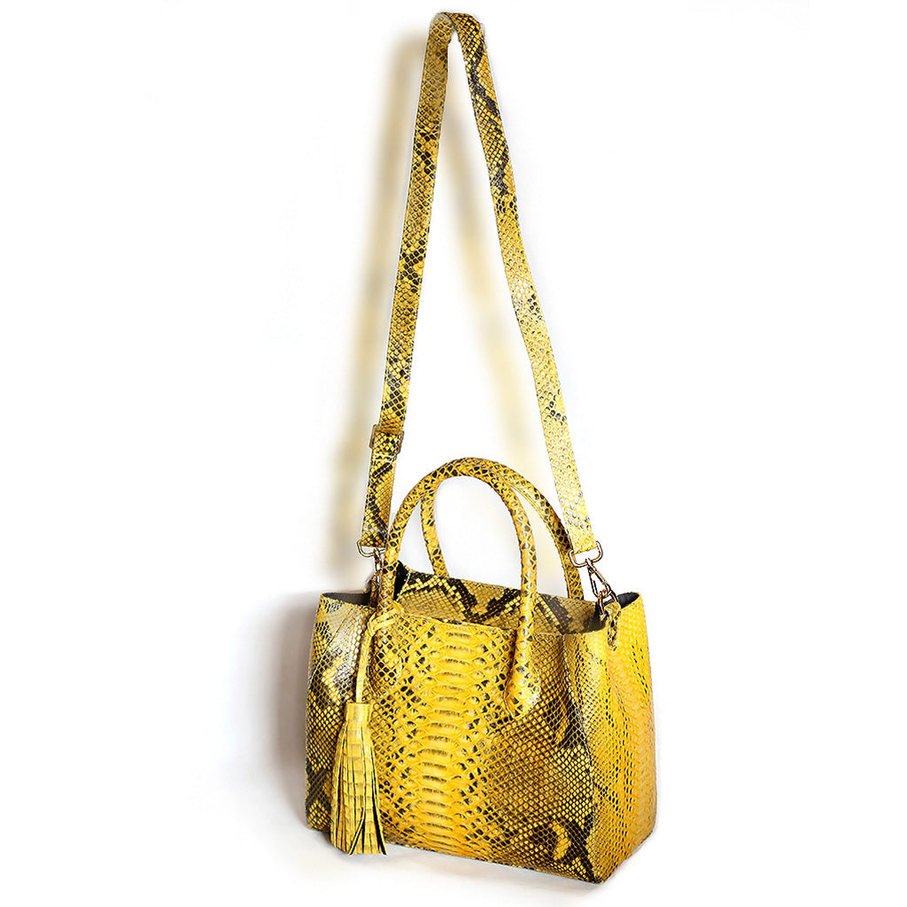 Yellow Snake Tote | Genuine Snake skin Leather Tote Bag | Yakubu Design | Image 1 