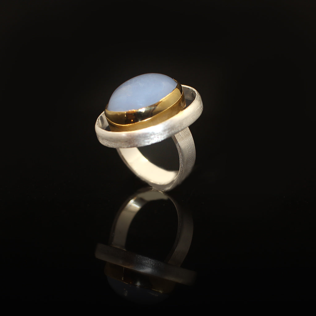 Floating Lace Ring | Blue Lace Agate Stone Ring Silver | Yakubu Design | Image 3