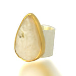 White Howlite 18k Gold-Plated Brass Bracelet | Moon Stone 18k Gold-Plated Necklace | Moon stone Gold-Plated Silver Ring | Yakubu Design | Image 11