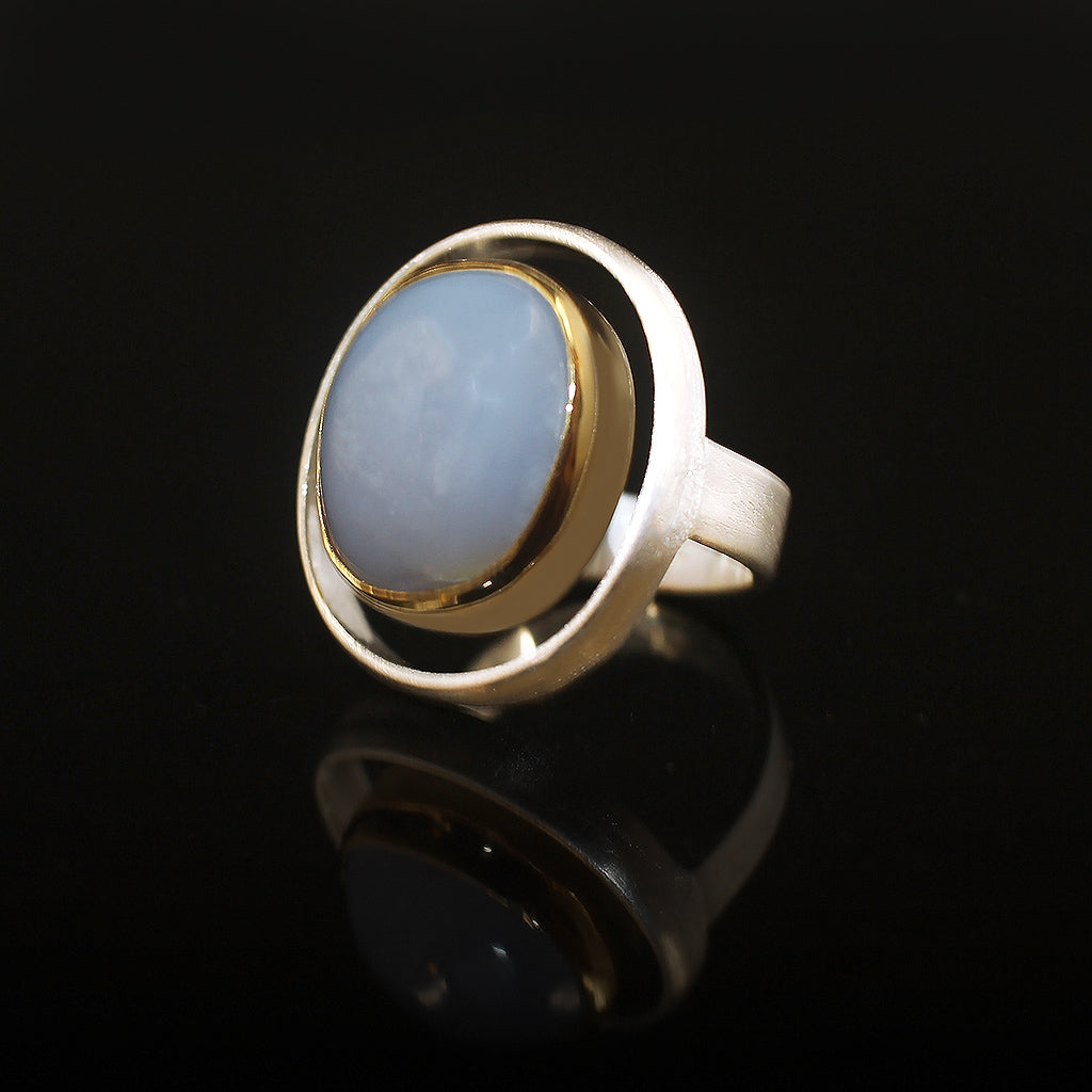 Floating Lace Ring | Blue Lace Agate Stone Ring Silver | Yakubu Design | Image 1