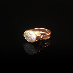 18k gold-plated Druzzy Stone Ring | 18k gold-plated Druzzy Stone Earing | 18k gold-plated Agate Bracelet | Set | Yakubu Design Image 5