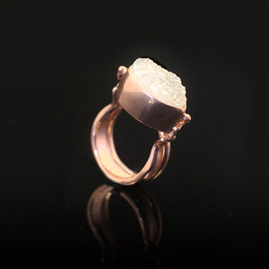 18k gold-plated Druzzy Stone Ring | 18k gold-plated Druzzy Stone Earing | 18k gold-plated Agate Bracelet | Set | Yakubu Design Image 6