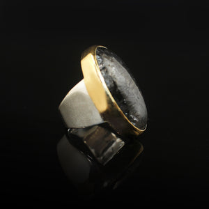 Orthoceras 18k gold plating Bracelet | Black rutilated quartz 18k gold plating Ring| Yakubu Design Image 7
