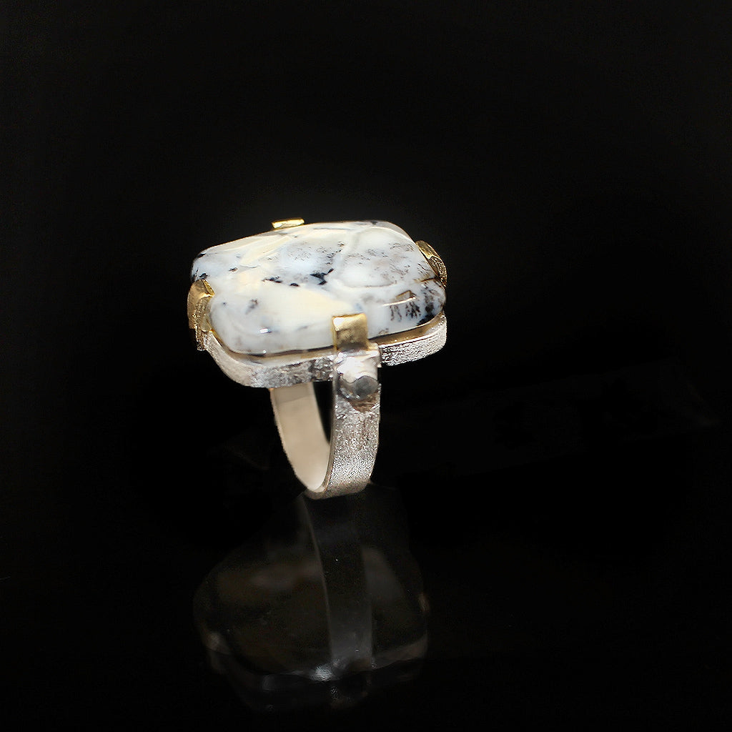 Marble Shield | Agate Gold-Plated Silver Ring | Yakubu Design | Image 2