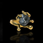 Lava Luxe Set | Agate Druzy Stone Brass Necklace | Sodalite Stone Ring Brass | Yakubu Design | Image 3