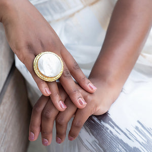 Shell 18k Gold Plating Ring | Mother Of Pearl | Yakubu Design 1