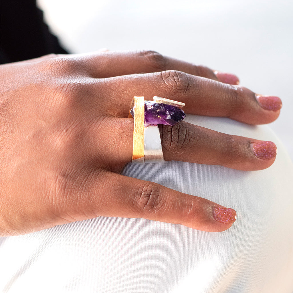 Amethyst 18k gold-plated Ring | Yakubu Design | Image 2