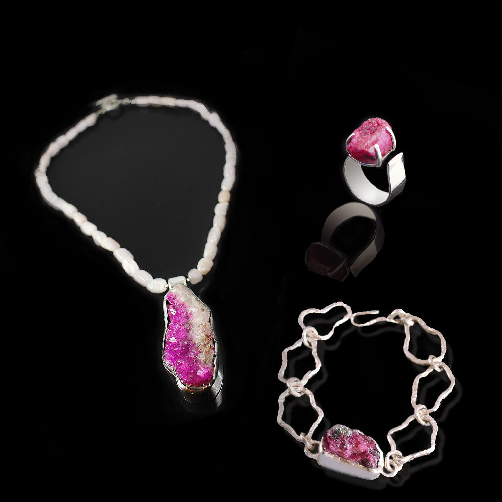 Elbonite Silver Necklace Ruby Silver Bracelet | Ruby Rocks | Ruby Silver Ring | Yakubu Design 1