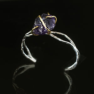 Amethyst 18k gold-plated Bracelet | Amethyst 18k gold-plated Ring | Yakubu Design | Set image 4